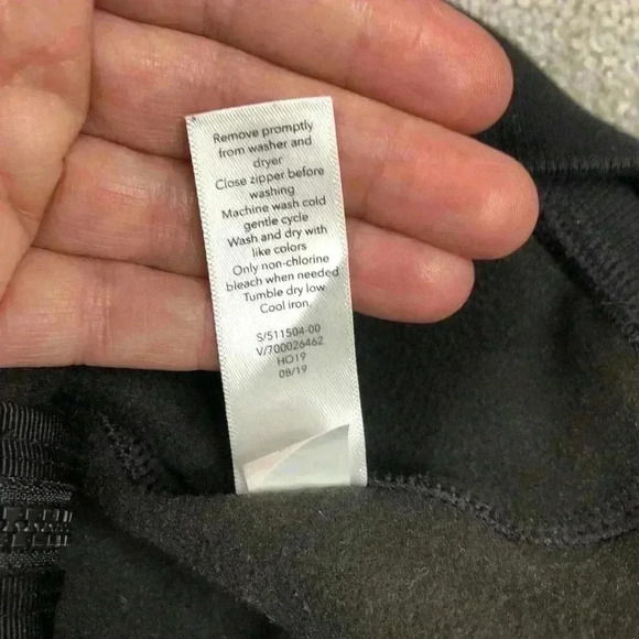 Athleta Hoodie Animal Print Full Zip Black and Brown Heavyweight Sz M DEFECTS - Picture 9 of 11